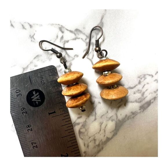 Beaded disc drop earrings - Picture 5 of 5